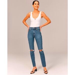 Abercrombie & Fitch The Skinny High Rise Distressed Jeans Size 30/10 Long